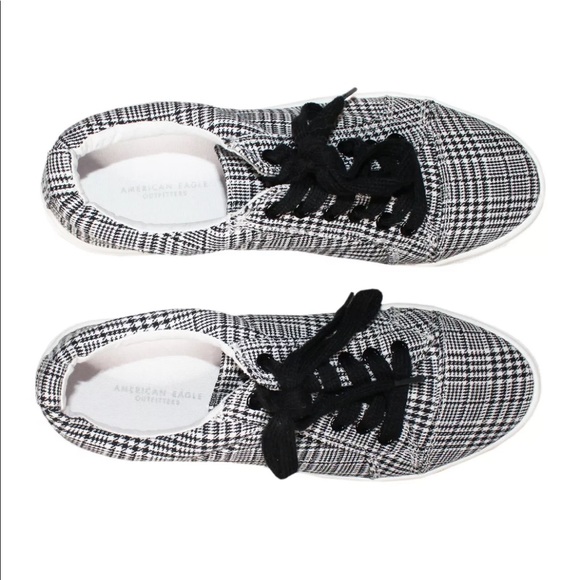 New Women's American Eagle Houndstooth Black / White Lace-Up Sneakers Size 6 US - Picture 5 of 5